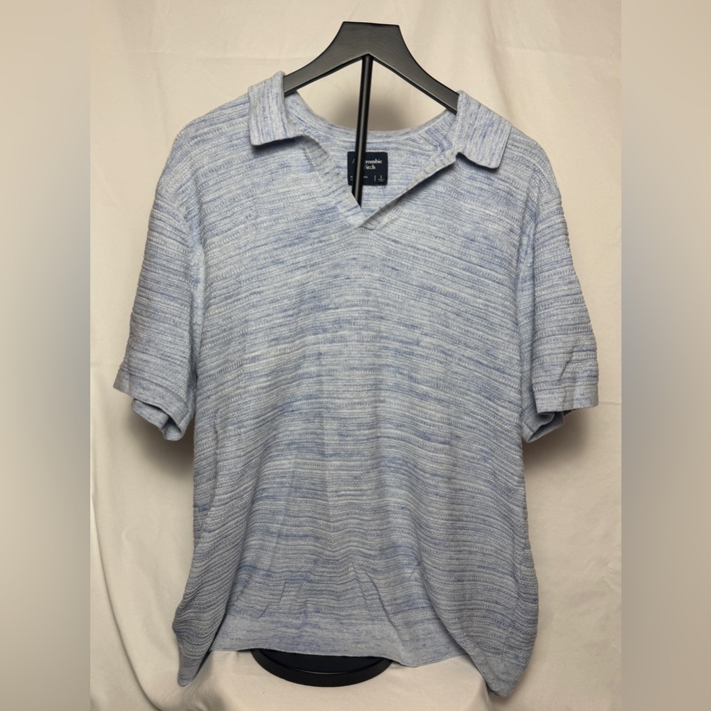 Abercrombie & Fitch Light Blue Knit Polo Shirt